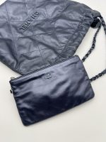 CHANEL METALLIC NAVY 22BAG - Image 11